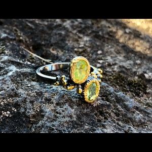 Artisan Gold and Silver Women's Peridot Ring